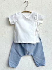 WHITEWATER-KIDS-UNISEX-ORGANIC-ESSENTIAL-WHITE-ANGRAKHA-TOP-+-BLUE-CHAMBRAY-PANTS-1-NEW