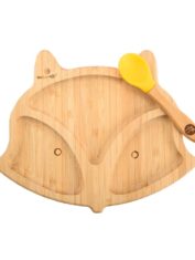 Bamboo-Fox-plate--with-silicone-suction-spoon--Yellow--silicone-1