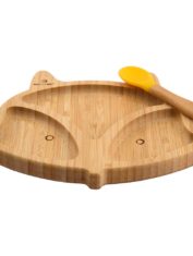 Bamboo-Fox-plate--with-silicone-suction-spoon--Yellow--silicone-2