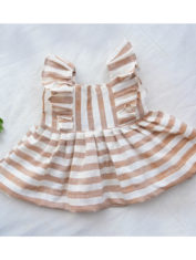 brown-stripes-wing-sleeve-frill-frock