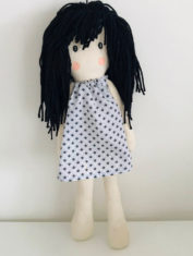 Lucy-Handmade-Rag-Doll-Black-Hair-With-Black-And-White-Dress-2