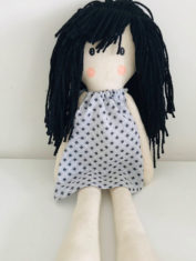 Lucy-Handmade-Rag-Doll-Black-Hair-With-Black-And-White-Dress-3