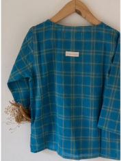 Kids-sleepwear-summer-wear-kurta-pajama-set--Navy-blue-checks-6-back-detail
