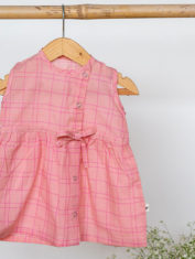 Song-in-your-Heart-girls-jhabla-in-pink-handwoven-cotton-checks-1