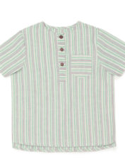 Boys-half-sleeve-shirt-in-handloom-cotton-Green-stripes-1