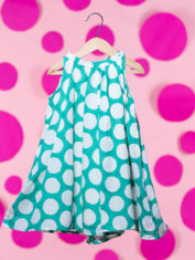 Set-of-2---Kin-Halter-neck-dress-in-teal-hand-block-print-polka-and-lime-green-cotton-pajamas-3