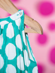 Set-of-2---Kin-Halter-neck-dress-in-teal-hand-block-print-polka-and-lime-green-cotton-pajamas-4