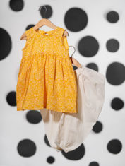 Set-of-2--Love-share-and-care-yellow-cotton-kurta-with-floral-hand-block-print-with-white-dhoti-pant-2