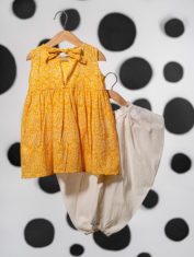 Set-of-2--Love-share-and-care-yellow-cotton-kurta-with-floral-hand-block-print-with-white-dhoti-pant-3
