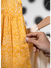 Set-of-2--Love-share-and-care-yellow-cotton-kurta-with-floral-hand-block-print-with-white-dhoti-pant-5