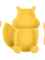Silicone-Squirrel-plate-with-suction-+-Spoon-and-fork-set----Yellow_1