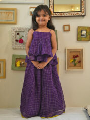 Lata-girls-ethnic-wear-top-and-lehenga-skirt-coord-in-purple-handwoven-checks-1