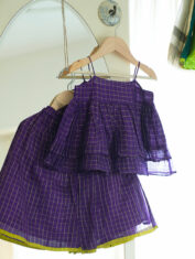 Lata-girls-ethnic-wear-top-and-lehenga-skirt-coord-in-purple-handwoven-checks-2