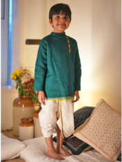 Panna-boys-ethnic-wear-kurta-in-green-handwoven-cotton-silk-1