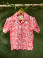Boogie-kids-half-sleeve-shirt-in-pink-floral-hand-block-print-cotton-1