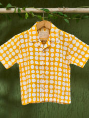 Boogie-kids-half-sleeve-shirt-in-yellow-polka-hand-block-print-cotton-1