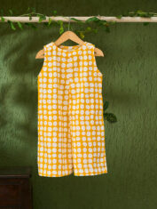 Innocence-kids-jumpsuit-in-yellow-polka-hand-block-print-cotton-for-boys-and-girls-1