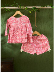 Scent-of-flowers-girls-coord-set-in-pink-floral-hand-block-print-cotton-1