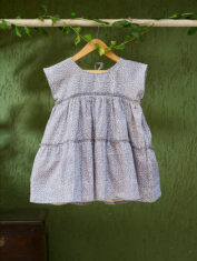 Twirl-girls-short-sleeve-tiered-dress-in-grey-hand-block-print-cotton-1