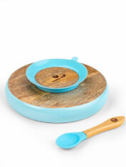 Wooden-Round-Plate-with-Silicone-Suction-and-Spoon---Blue_4