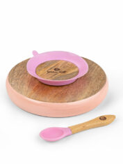 Wooden-Round-Plate-with-Silicone-Suction-and-Spoon---Pink_4